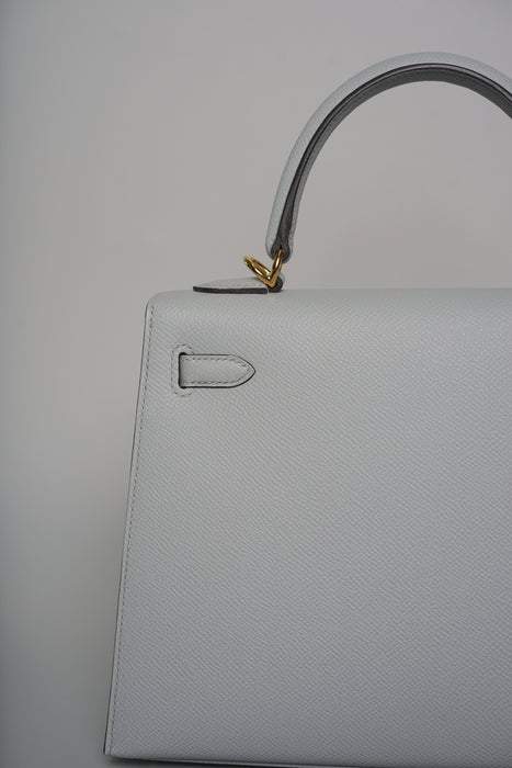 Hermes Kelly 25 in Blue Glacier Epsom Ghw