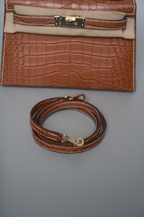 Hermes Kelly 20 HSS in Gold Matte Alligator Permabrass (Brand New)