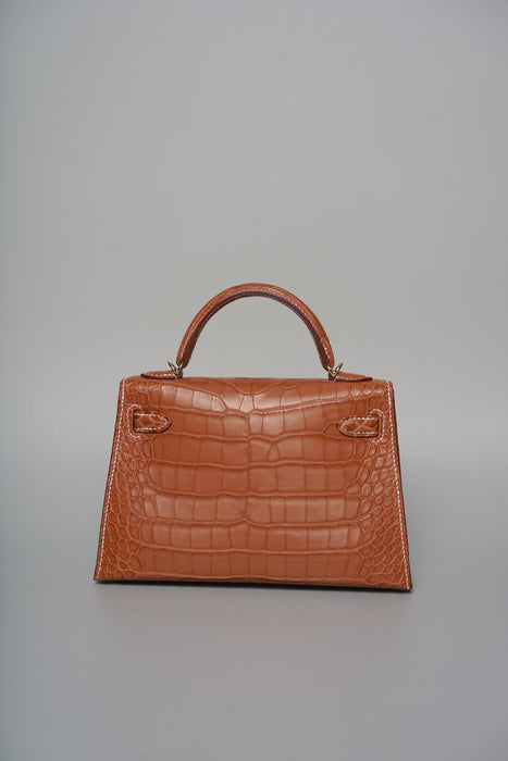 Hermes Kelly 20 HSS in Gold Matte Alligator Permabrass (Brand New)