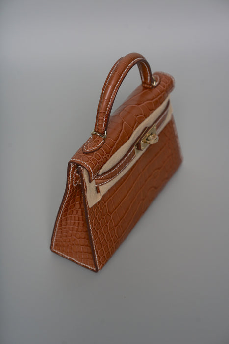 Hermes Kelly 20 HSS in Gold Matte Alligator Permabrass (Brand New)