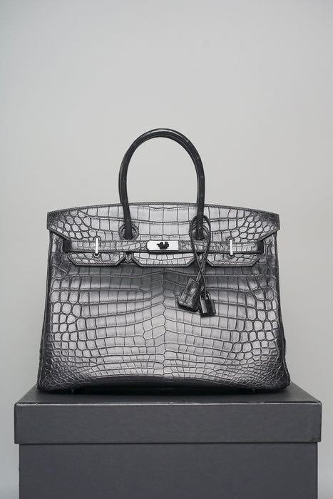 Hermes Birkin 35 in So Black Matte Croc Phw