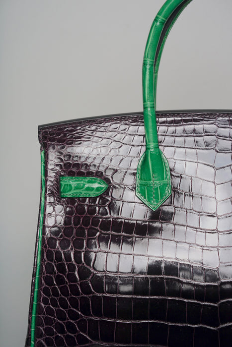 Hermes Birkin 30 HSS in Aubergine x Cactus Shiny Porosus Ghw