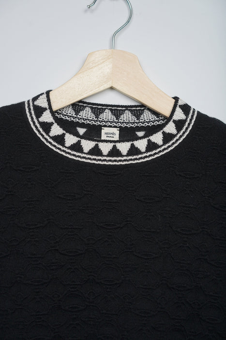 Hermes Cashmere Sweatshirt in Black White Size 34 (Brand New)