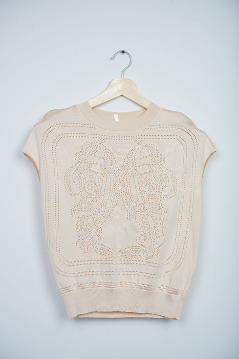 Hermes Sleeve Top in Beige Size 36