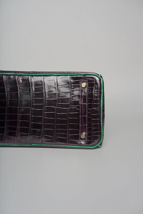 Hermes Birkin 30 HSS in Aubergine x Cactus Shiny Porosus Ghw