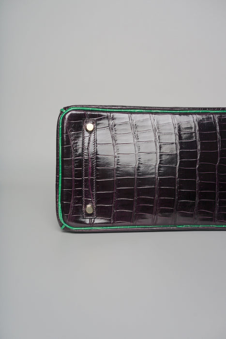 Hermes Birkin 30 HSS in Aubergine x Cactus Shiny Porosus Ghw