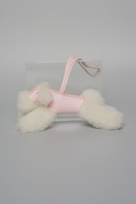 Hermes Budy Charm in Rose/Ecru Wool /lambskin (Brand New)