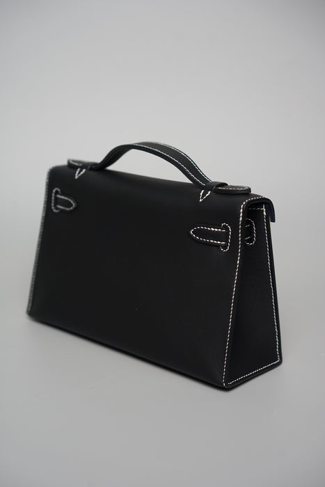 Hermes Kelly Pochette HSS in Noir Swift Phw (Brand New)
