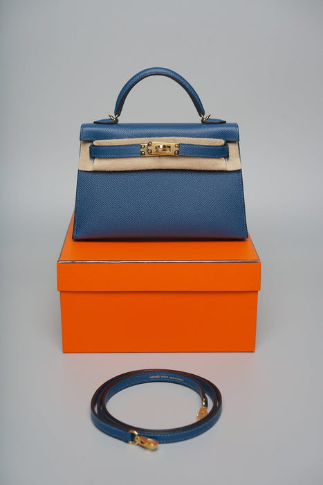 Hermes Kelly 20 in Deep Blue Ghw (Brand New)