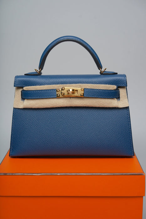 Hermes Kelly 20 in Deep Blue Ghw (Brand New)