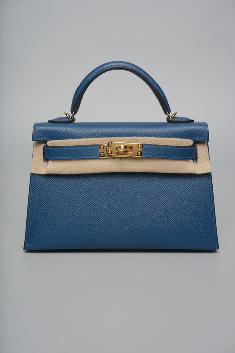 Hermes Kelly 20 in Deep Blue Ghw (Brand New)