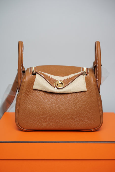 Hermes Mini Lindy II in Gold Ghw (Brand New)