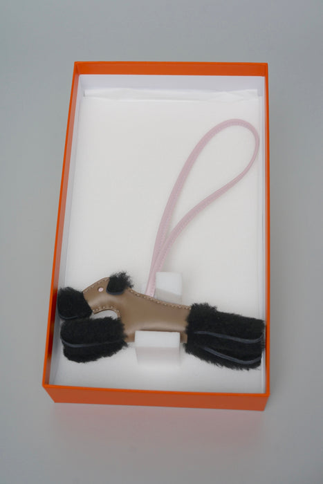 Hermes Budy Charm in Black/Etoupe/ Mauve Pale (Brand New)