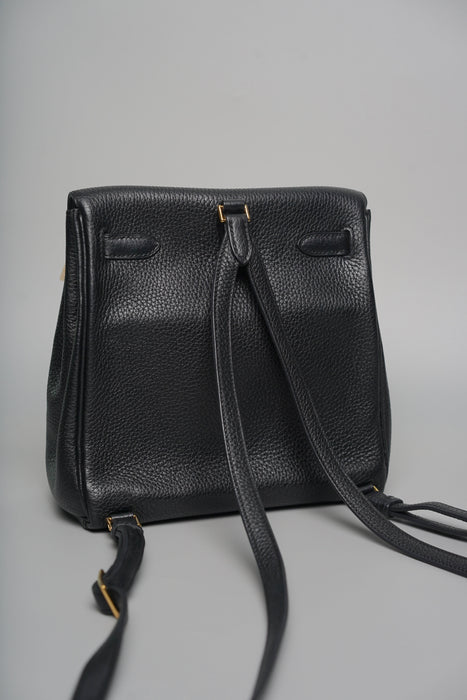 Hermes Kelly 22 Ado Backpack in Noir Ghw