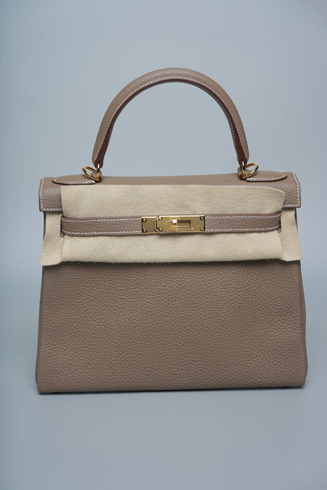 Hermes Kelly 28 Retourne in Etoupe Togo Ghw