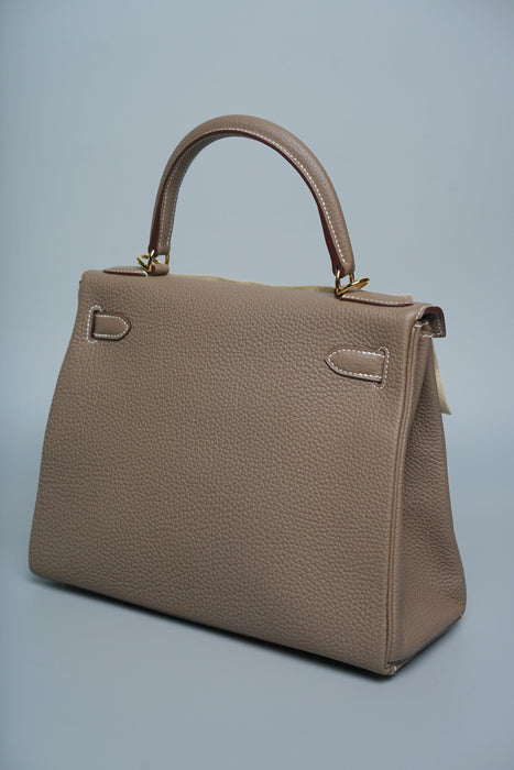 Hermes Kelly 28 Retourne in Etoupe Togo Ghw