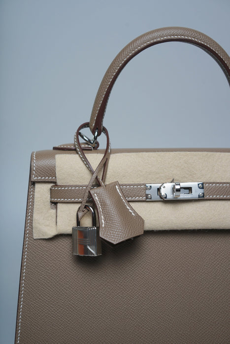 Hermes Kelly 25 II Sellier in Etoupe Epsom Phw (Brand New)