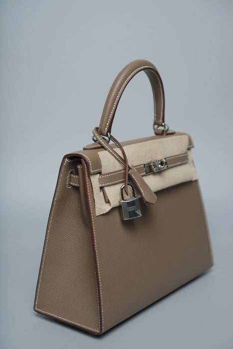 Hermes Kelly 25 II Sellier in Etoupe Epsom Phw (Brand New)