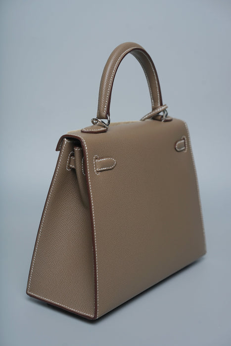 Hermes Kelly 25 II Sellier in Etoupe Epsom Phw (Brand New)