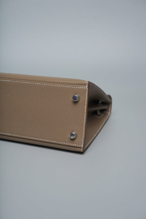 Hermes Kelly 25 II Sellier in Etoupe Epsom Phw (Brand New)