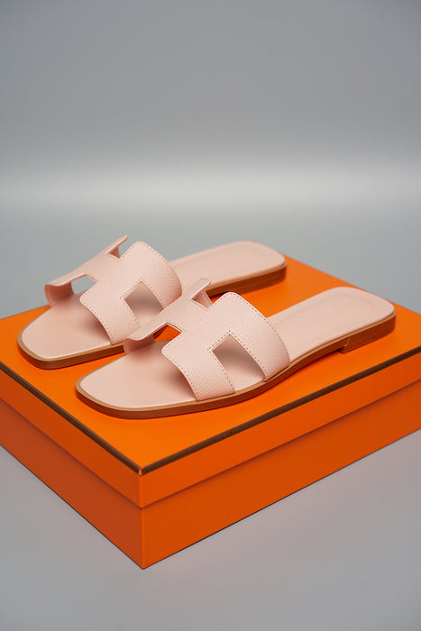 Hermes Oran Sandals in Rose Pale Size 37.5 (Brand New)