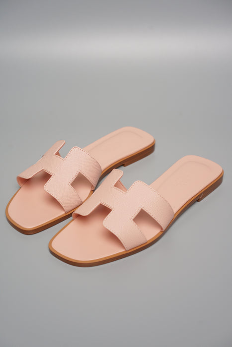 Hermes Oran Sandals in Rose Pale Size 37.5 (Brand New)