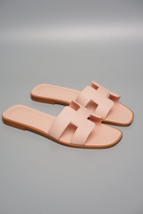 Hermes Oran Sandals in Rose Pale Size 37.5 (Brand New)