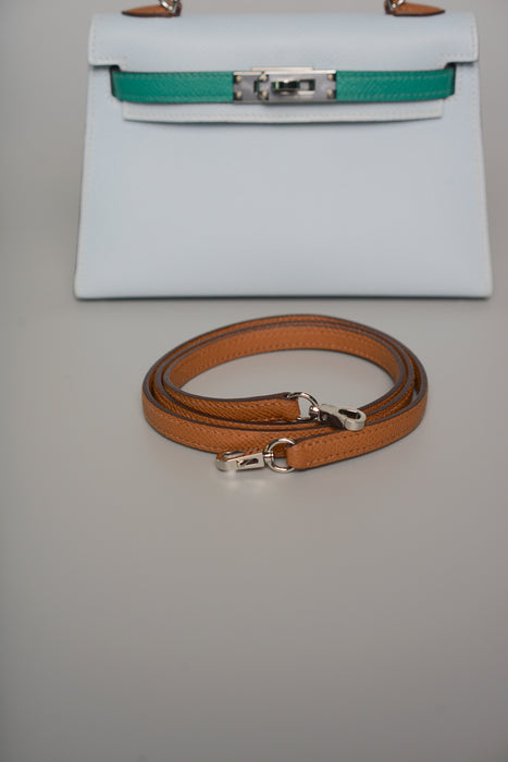 Hermes Kelly 20 in Tricolor Bleu Brume /Vert Jade/Sesame Phw