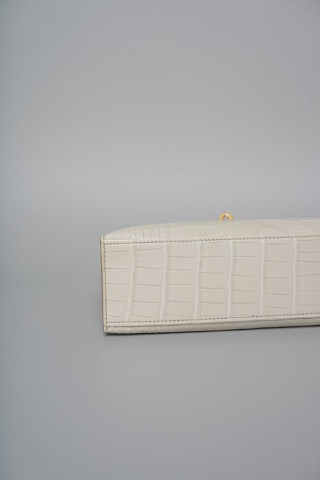 Hermes Kelly Pochette in Beton Matte Alligator Ghw (Brand New)
