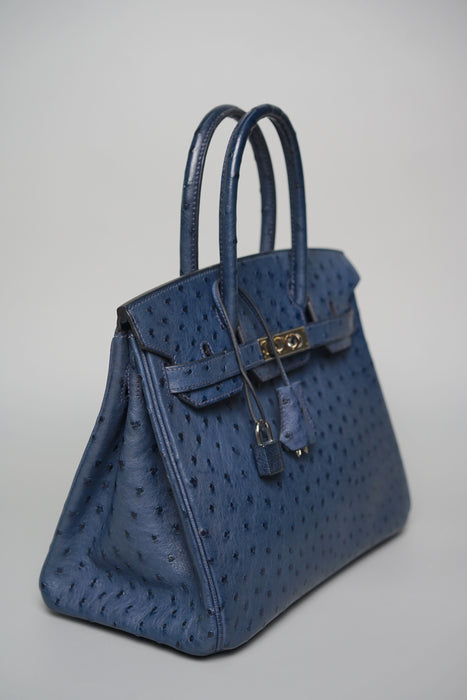 Hermes Birkin 30 in Blue de Malte Ostrich Phw