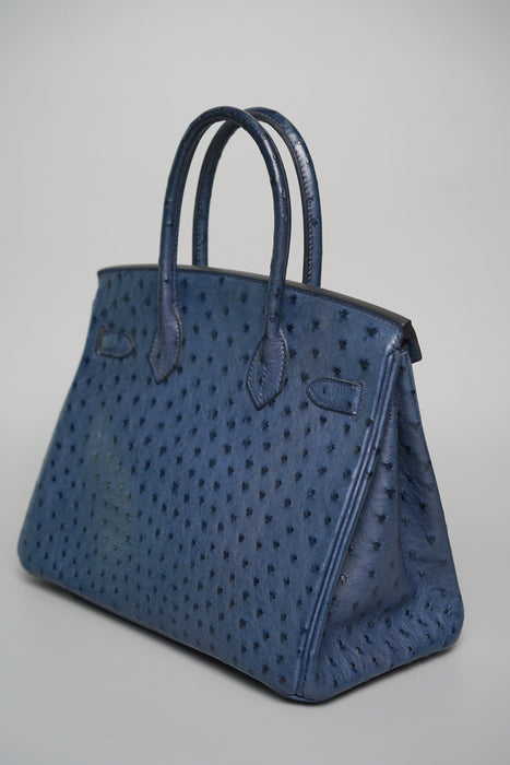 Hermes Birkin 30 in Blue de Malte Ostrich Phw