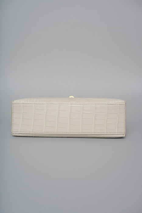 Hermes Kelly Pochette in Beton Matte Alligator Ghw (Brand New)