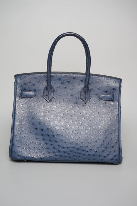 Hermes Birkin 30 in Blue de Malte Ostrich Phw