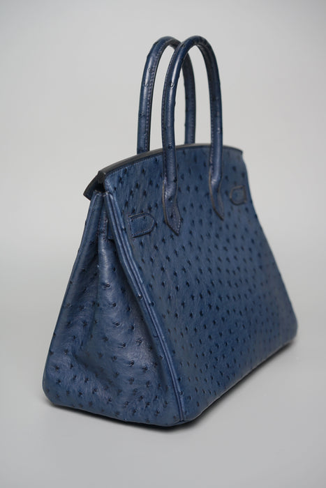 Hermes Birkin 30 in Blue de Malte Ostrich Phw