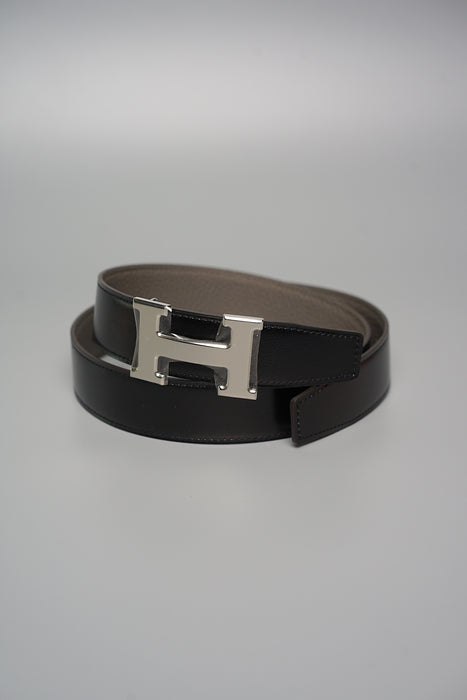 Hermes H Reversible Belt in Noir/Gris Meyer Size 80 (Brand New)