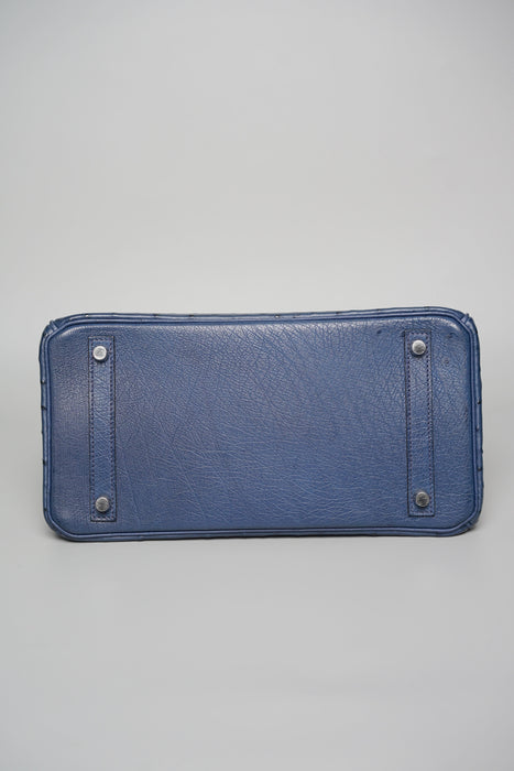 Hermes Birkin 30 in Blue de Malte Ostrich Phw