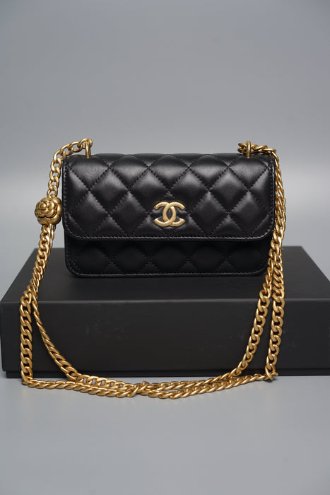 Chanel 23P Camellia Crush WOC in Black Lambskin Ghw (Brand New)