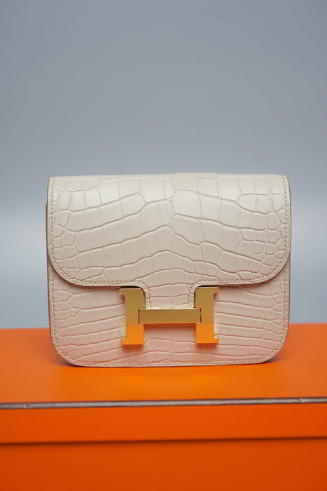 Hermes Constance Slim in Beton Matte Alligator Ghw