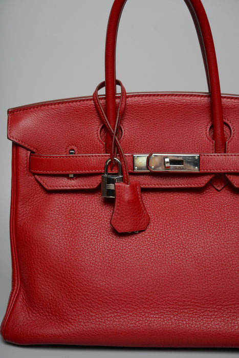 Hermes Birkin 30 in Rouge Vif Togo Phw