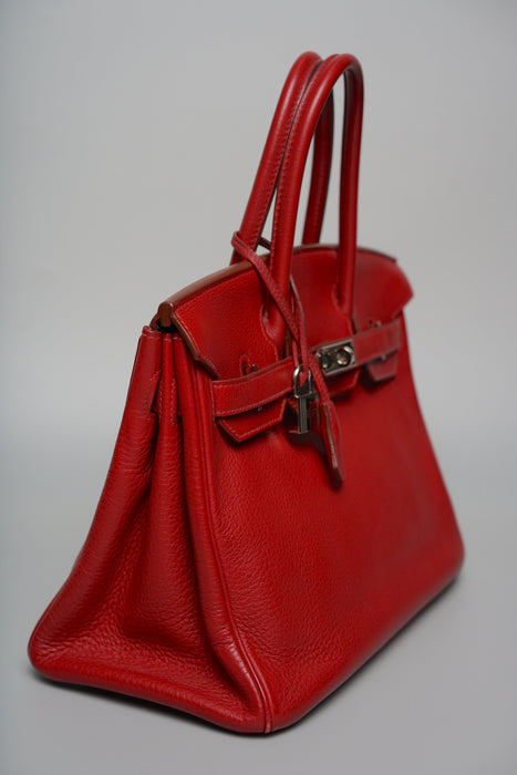 Hermes Birkin 30 in Rouge Vif Togo Phw
