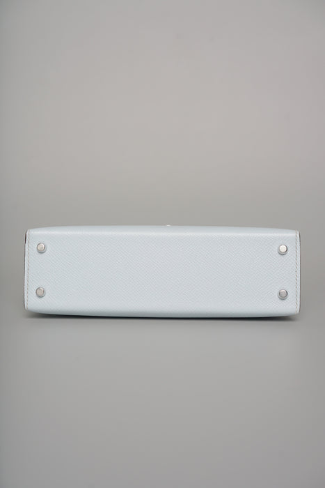 Hermes Kelly 20 in Tricolor Bleu Brume /Vert Jade/Sesame Phw