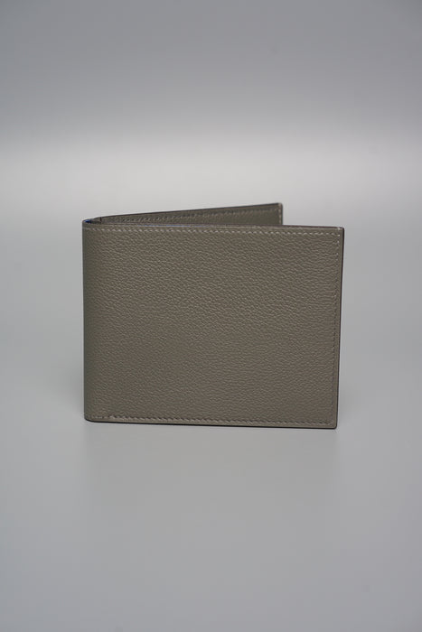 Hermes Citizen Twill Compact Card Holder in Gris Meyer (Brand New)