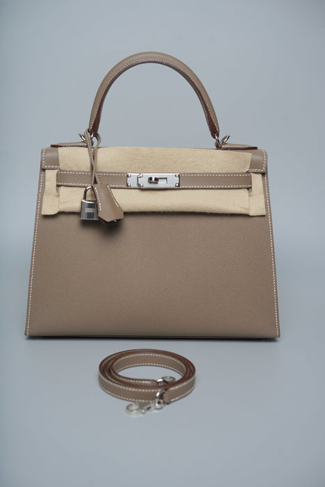 Hermes Kelly 28 Sellier in Etoupe Phw