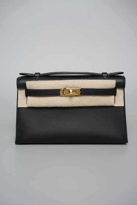 Hermes Kelly Pochette in Noir Ghw (Brand New)