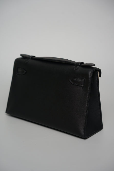 Hermes Kelly Pochette in Noir Ghw (Brand New)