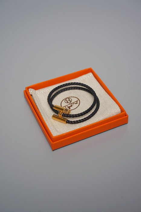 Hermes Tournis Tresse Bracelet in Noir Ghw T5 (Brand New)