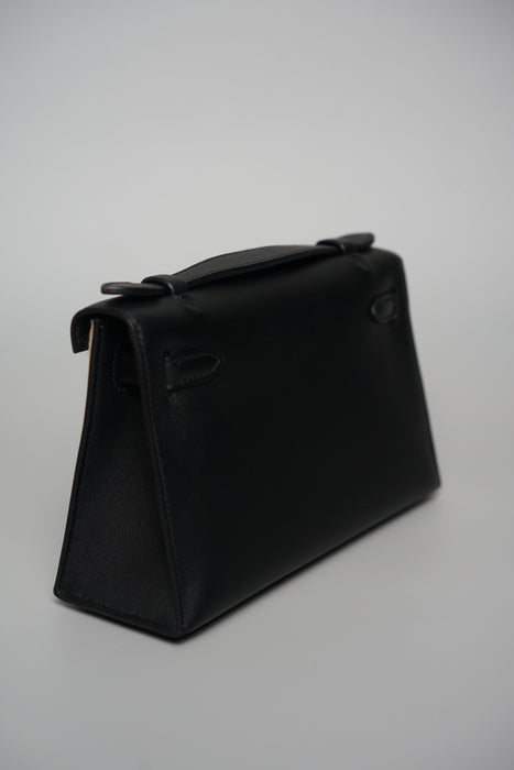 Hermes Kelly Pochette in Noir Ghw (Brand New)