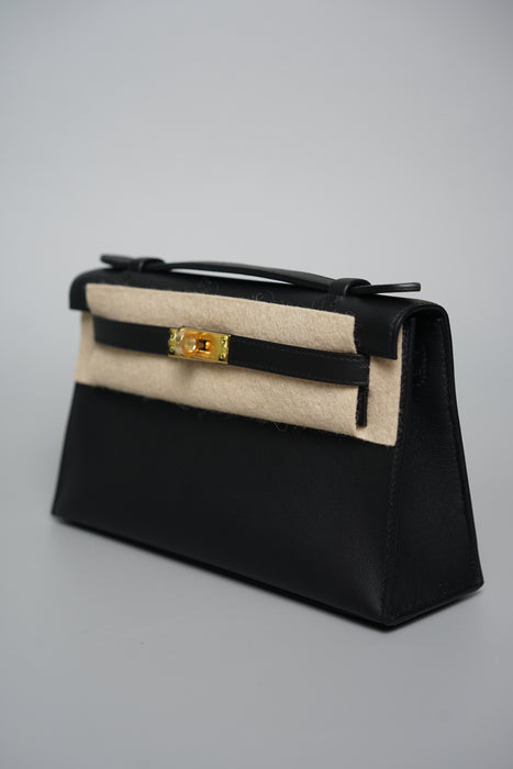 Hermes Kelly Pochette in Noir Ghw (Brand New)