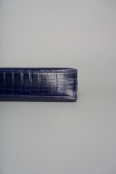 Hermes Kelly Pochette in Blue Marine Shiny Alligator Ghw