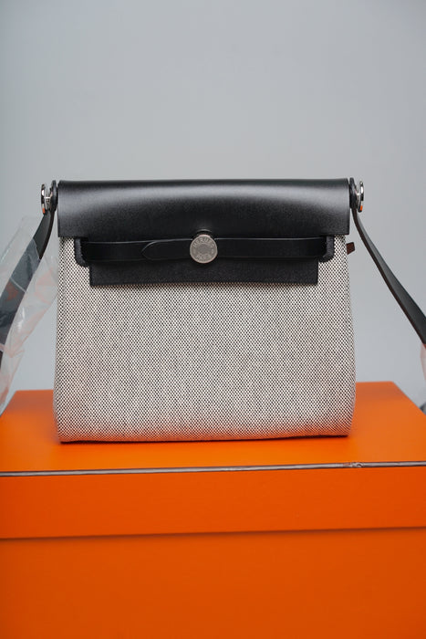 Hermes Mini HerBag in Ecru/Noir Phw (Brand New)